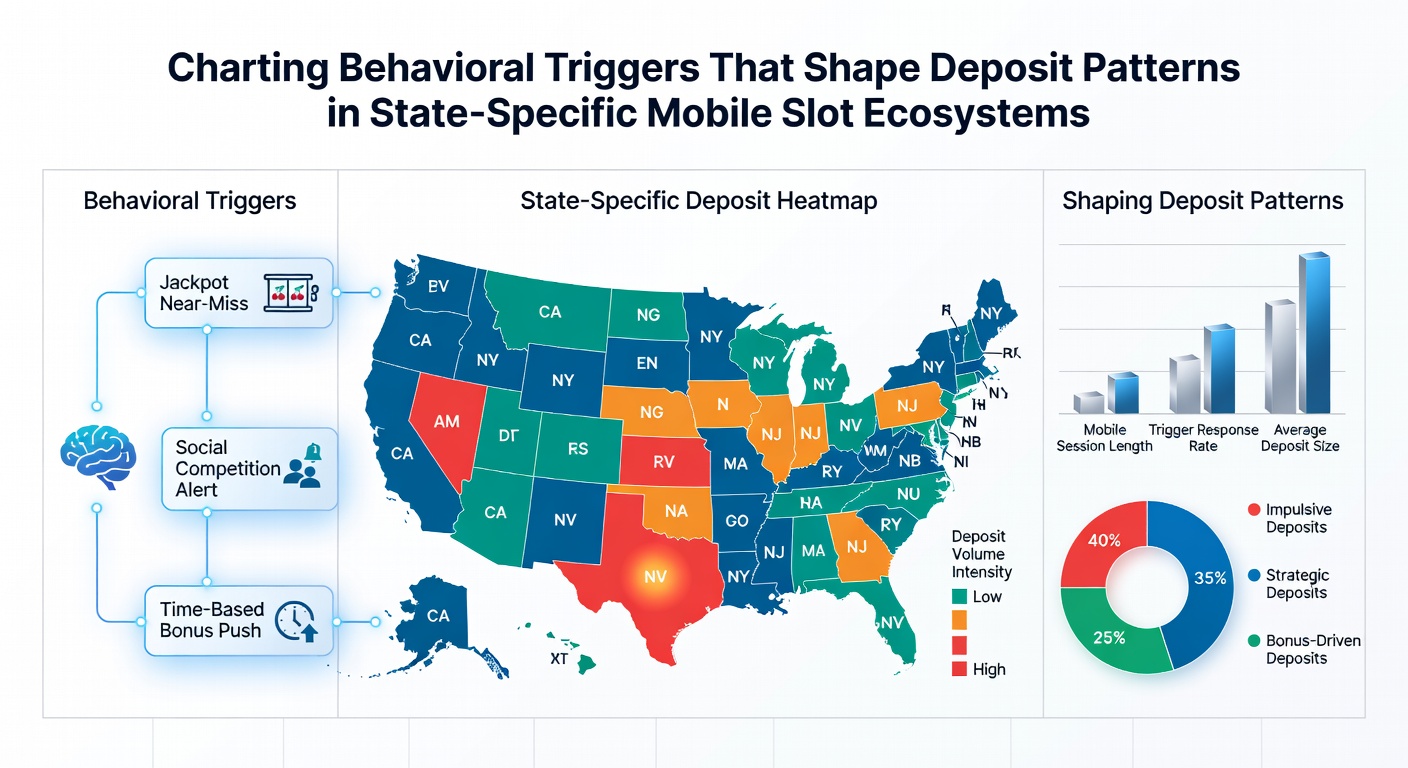 Analytics chart showing deposit volume fluctuations across different U.S. states on mobile slot platforms