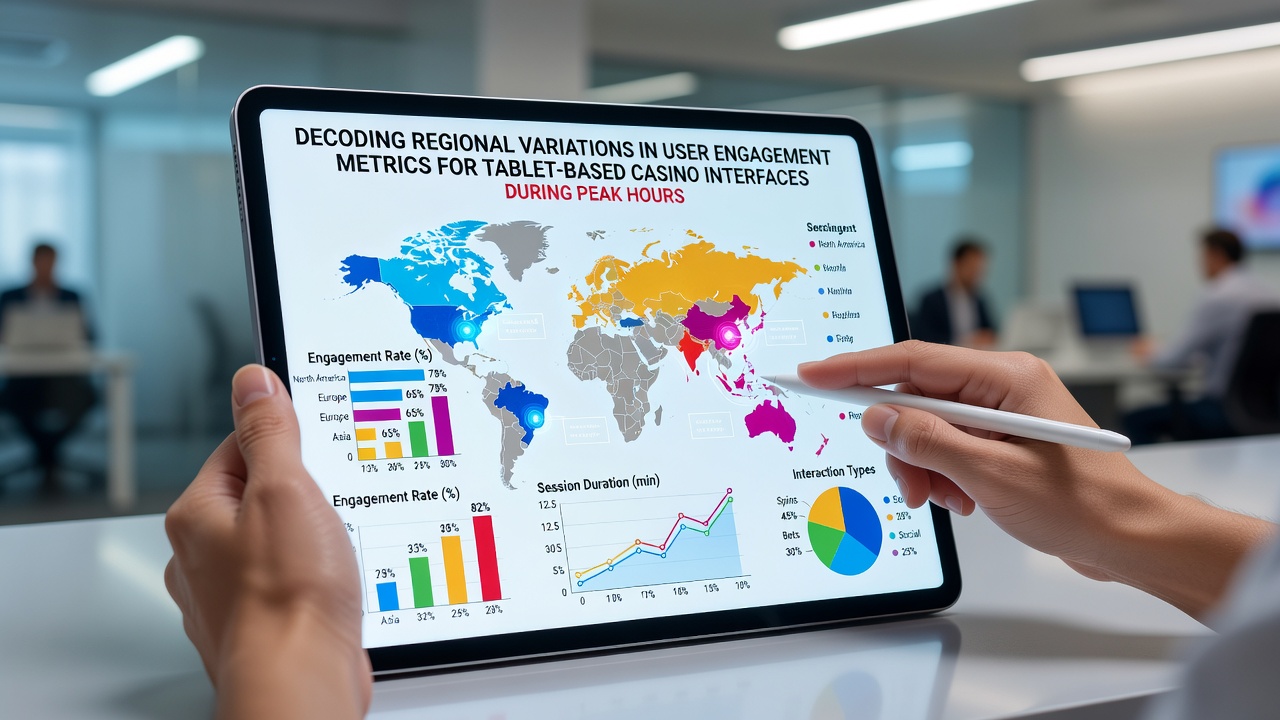 Map overlay showing tablet engagement heat zones across continents during peak travel months