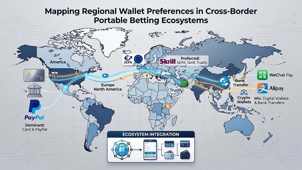 Cross-border mobile betting interface showing multiple regional wallet options and currency selectors