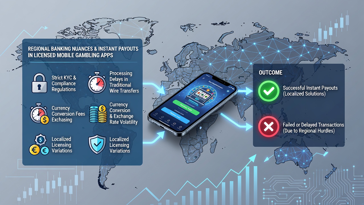 Banking dashboard on a tablet displaying regional payment options and transaction statuses for gambling app withdrawals