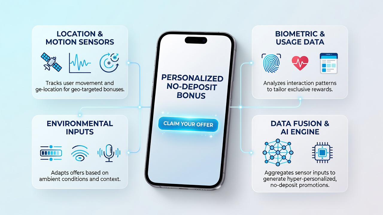 Data visualization showing smartphone sensor inputs mapped to personalized bonus offers in a mobile casino app