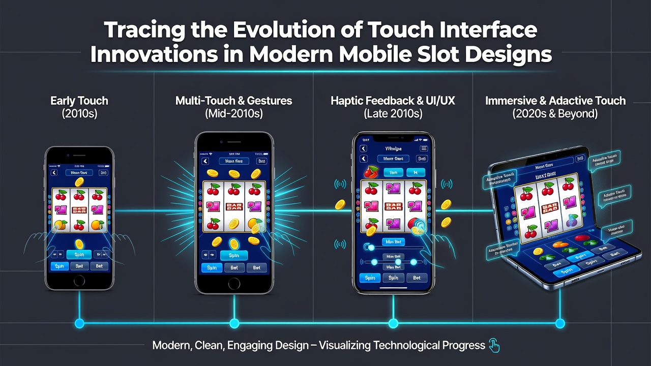 Modern mobile slot interface with advanced multi-touch gestures and haptic feedback indicators